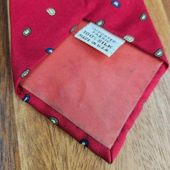 Yves Saint Laurent YSL Tie Red Blue Mini Paisley Print 100% Silk USA Made Gift - Picture 11 of 12